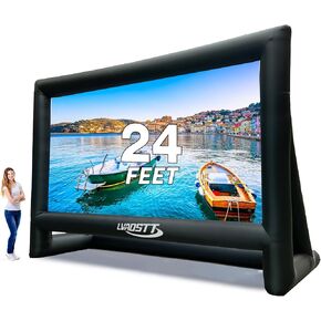 Inflatable Projector Screen, 16FT Blow Up Movie Screen Outdoor Projector, Easy Set Up One-piece Design Front & Rear Projection with Air Blower for Outside Backyard Family Movie Night Pool Party in Kuwait