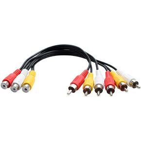suckoo 3RCA AV Audio Video Splitter Cable 1 in 2 Out DVD Player Game Console External TV Projector Monitor Adapter Converter 6 Male 3 Female 30cm in Kuwait