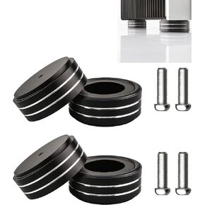 Viborg HiFi Speaker Isolation Feet Pads 58x22MM, 4X Audio Shock Absorber Aluminum Subwoofer Isolator Base Pads with Rubber Ring and Mounting Screws(M4*0.7) for AMP Turntable DAC Recorder (Black)