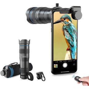 عدسة مقربة عالية الطاقة 28x HD للهاتف مع غالق عن بعد من ابيكسيل تعمل مع ايفون اكس/اكس ار وسامسونج بكسل واندرويد وأي هاتف ذكي in Kuwait