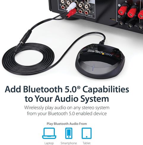 جهاز استقبال صوت بلوتوث StarTech.com مع NFC - صوت لاسلكي - محول / محول مكبر صوت Aux BT للمسرح المنزلي أو الاستريو (BT2A) أسود in Kuwait