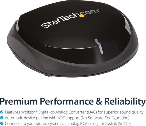 جهاز استقبال صوت بلوتوث StarTech.com مع NFC - صوت لاسلكي - محول / محول مكبر صوت Aux BT للمسرح المنزلي أو الاستريو (BT2A) أسود in Kuwait