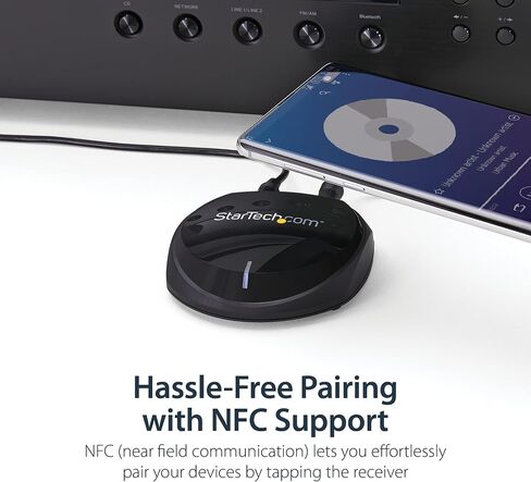 جهاز استقبال صوت بلوتوث StarTech.com مع NFC - صوت لاسلكي - محول / محول مكبر صوت Aux BT للمسرح المنزلي أو الاستريو (BT2A) أسود in Kuwait