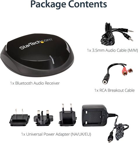 جهاز استقبال صوت بلوتوث StarTech.com مع NFC - صوت لاسلكي - محول / محول مكبر صوت Aux BT للمسرح المنزلي أو الاستريو (BT2A) أسود in Kuwait
