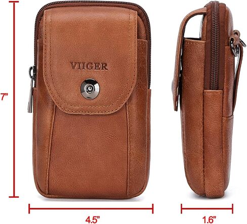 VIIGER Genuine Leather Cell Phone Shoulder Holster with Belt Loop Compatible for iPhone 15 Pro Max 14 Pro Max Galaxy S24 Ultra S23 Ultra, Multi-pocket Crossbody Phone Bag Wallet Purse Belt Clip Pouch in Kuwait