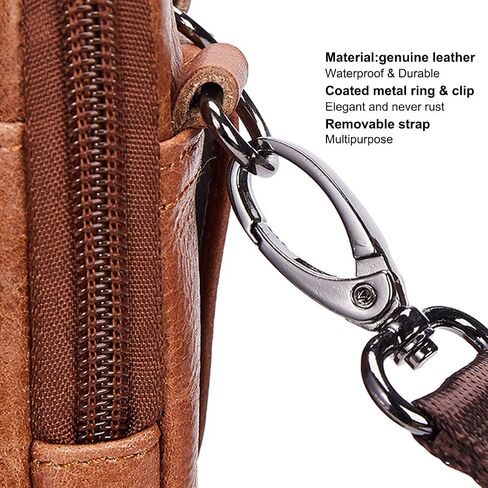 VIIGER Genuine Leather Cell Phone Shoulder Holster with Belt Loop Compatible for iPhone 15 Pro Max 14 Pro Max Galaxy S24 Ultra S23 Ultra, Multi-pocket Crossbody Phone Bag Wallet Purse Belt Clip Pouch in Kuwait