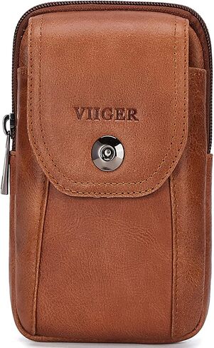 VIIGER Genuine Leather Cell Phone Shoulder Holster with Belt Loop Compatible for iPhone 15 Pro Max 14 Pro Max Galaxy S24 Ultra S23 Ultra, Multi-pocket Crossbody Phone Bag Wallet Purse Belt Clip Pouch in Kuwait