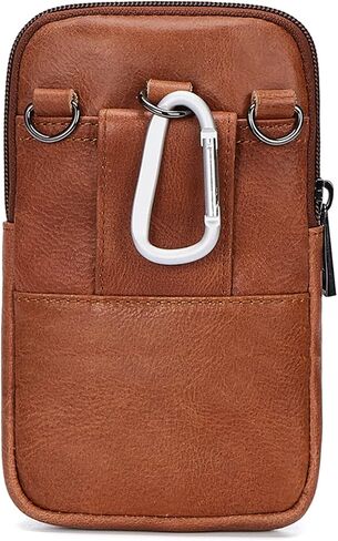 VIIGER Genuine Leather Cell Phone Shoulder Holster with Belt Loop Compatible for iPhone 15 Pro Max 14 Pro Max Galaxy S24 Ultra S23 Ultra, Multi-pocket Crossbody Phone Bag Wallet Purse Belt Clip Pouch in Kuwait