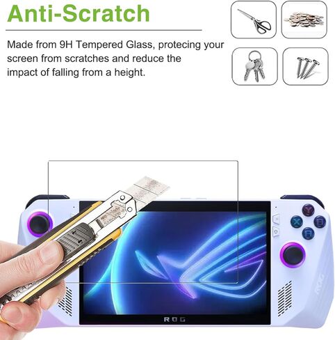 LKOOZO [عبوة من قطعتين واقي شاشة لجهاز Asus ROG Ally واقي شاشة من الزجاج المقوى المحمول لجهاز Asus ROG Ally 2023 RC71L 7 بوصة [مضاد للخدش] [صلابة 9H] in Kuwait