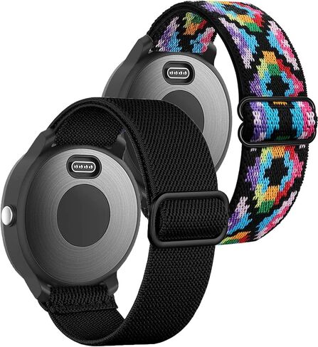 أربطة مطاطية من GARTOO لساعة Garmin Venu/Sq/Sq 2/Forerunner 245/645 الموسيقية، سوار معصم رياضي من النايلون 20 مم لـ Garmin Vivomove HR/Sport، Vivoactive 3 رجال ونساء (أسود + أزرق) in Kuwait