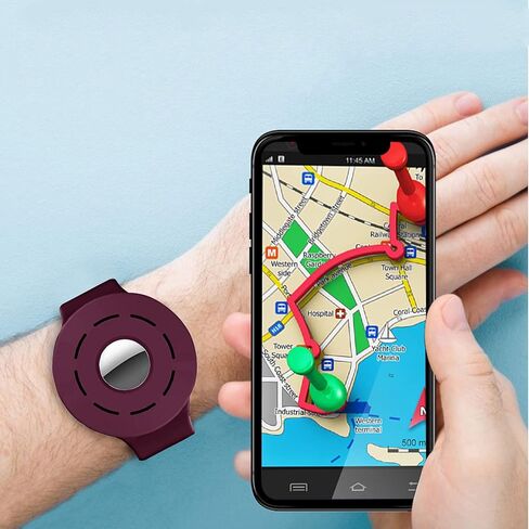 YOMPLOW للأطفال AirTag حافظة معصم من السيليكون الناعم، غطاء واقي لجهاز Apple Air Tag Finder موقع تعقب حامل معصمه للأطفال ابنة الابن طفل صغير BAB الأطفال - أرجواني-1 in Kuwait