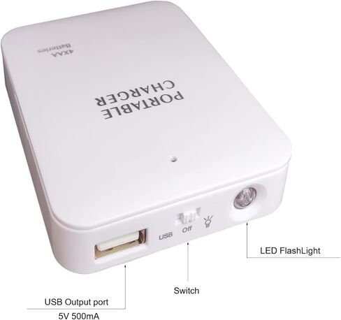 حامل بطارية AA محمول من بايت سويفت مع منفذ USB شاحن طوارئ مع مصباح LED، شاحن للهاتف والإضاءة، وإمداد الطاقة للأضواء الخنية، وأضواء الخيط، وضوء الشريط أو الأجهزة الأخرى. in Kuwait