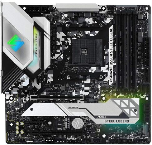 اسروك لوحة ام B550M ستيل ليجيند تدعم الجيل الثالث AMD AM4 رايزن/ معالج AMD رايزن المستقبلي، اسود in Saudi Arabia