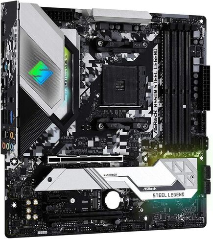 اسروك لوحة ام B550M ستيل ليجيند تدعم الجيل الثالث AMD AM4 رايزن/ معالج AMD رايزن المستقبلي، اسود in Saudi Arabia