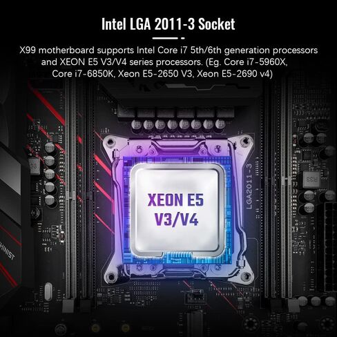 MACHINISIT LGA 2011-3 Motherboard X99 Micro ATX Mainboard for Intel Xeon E5 V3 V4 Series Processors (DDR4 Max 128GB, PCIe 3.0, M.2 Protocol, Gigabit LAN), X99 PR9-H PC Server in Saudi Arabia