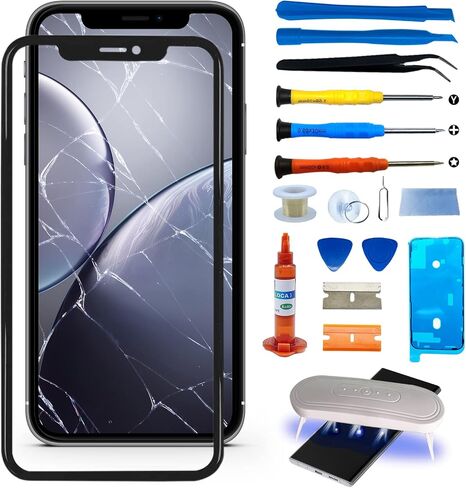 استبدال شاشة iPhone 11 Pro الأصلية مقاس 5.8 بوصة طقم إصلاح استبدال زجاج الشاشة الأمامية الخارجية بما في ذلك إطار لاصق مقاوم للماء ومجموعة أدوات (بدون محول رقمي، بدون شاشة LCD) in Kuwait
