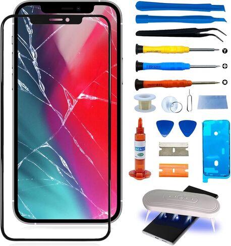 استبدال شاشة iPhone 11 Pro الأصلية مقاس 5.8 بوصة طقم إصلاح استبدال زجاج الشاشة الأمامية الخارجية بما في ذلك إطار لاصق مقاوم للماء ومجموعة أدوات (بدون محول رقمي، بدون شاشة LCD) in Kuwait