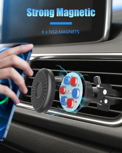 ECBUY Car Phone Holder - Phone Mount Cradle for Air Vent, Universal Fit for All Smartphones, 720° Rotatable, 6 Powerful N52 Magnet in Saudi Arabia