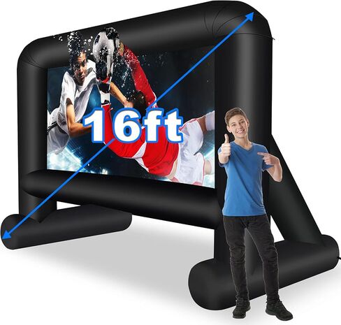 GZKYYLEGS 14 Feet Indoor and Outdoor Inflatable Blow up Mega Movie Projector Screen with Carry Bag for Front and Rear Projection in Kuwait
