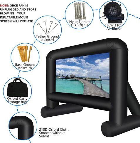 GZKYYLEGS 14 Feet Indoor and Outdoor Inflatable Blow up Mega Movie Projector Screen with Carry Bag for Front and Rear Projection in Kuwait