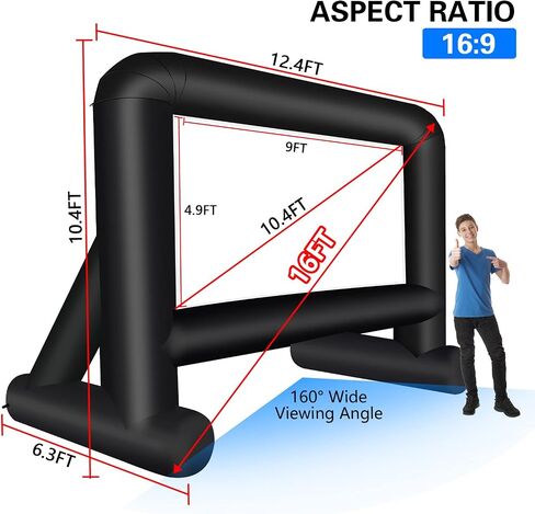 GZKYYLEGS 14 Feet Indoor and Outdoor Inflatable Blow up Mega Movie Projector Screen with Carry Bag for Front and Rear Projection in Kuwait