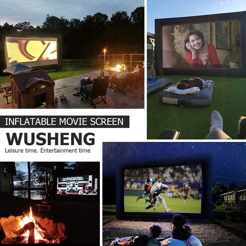 17 Feet Inflatable Outdoor and Indoor Theater Projector Screen - Includes Inflation Fan, Tie-Downs and Storage Bag - Only Supports Front Projection in Kuwait