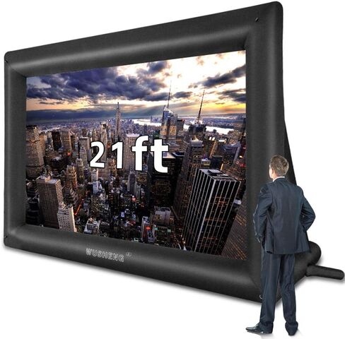 17 Feet Inflatable Outdoor and Indoor Theater Projector Screen - Includes Inflation Fan, Tie-Downs and Storage Bag - Only Supports Front Projection in Kuwait