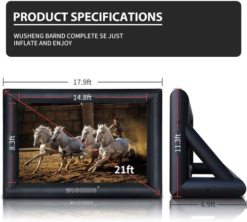 17 Feet Inflatable Outdoor and Indoor Theater Projector Screen - Includes Inflation Fan, Tie-Downs and Storage Bag - Only Supports Front Projection in Kuwait