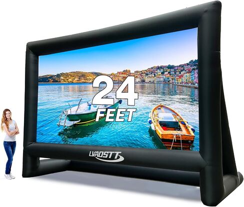Inflatable Projector Screen, 16FT Blow Up Movie Screen Outdoor Projector, Easy Set Up One-piece Design Front & Rear Projection with Air Blower for Outside Backyard Family Movie Night Pool Party in Kuwait