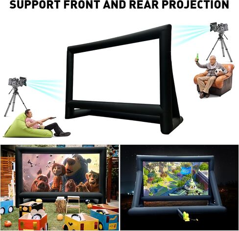 Inflatable Projector Screen, 16FT Blow Up Movie Screen Outdoor Projector, Easy Set Up One-piece Design Front & Rear Projection with Air Blower for Outside Backyard Family Movie Night Pool Party in Kuwait