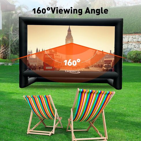 Inflatable Projector Screen, 16FT Blow Up Movie Screen Outdoor Projector, Easy Set Up One-piece Design Front & Rear Projection with Air Blower for Outside Backyard Family Movie Night Pool Party in Kuwait