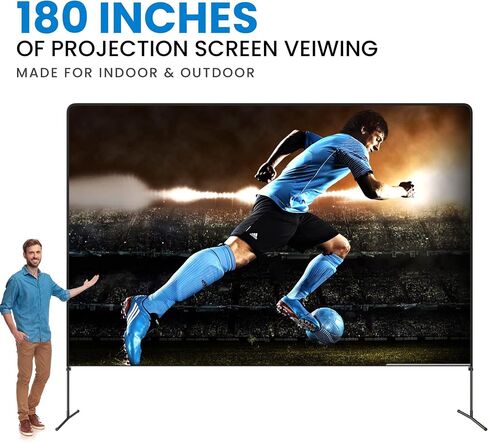 Adjustable Height Projector Screen - 180 Inch Indoor & Outdoor Projector Screen with Carry Bag for Office and Home Theater Portable Projection Screen in Saudi Arabia