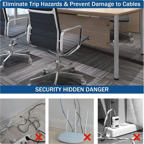 Cord Cover Floor,6ft Floor Cord Cover, Self-Adhesive Silicone Floor Cable Cover, Floor Cord Protector for Home, Office Or Other Outdoor Environment, Prevent Cable Trips & Protect Wires（Black） in Kuwait