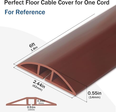 Cord Cover Floor,6ft Floor Cord Cover, Self-Adhesive Silicone Floor Cable Cover, Floor Cord Protector for Home, Office Or Other Outdoor Environment, Prevent Cable Trips & Protect Wires（Black） in Kuwait