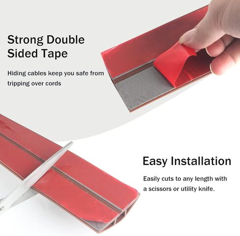 Cord Cover Floor,6ft Floor Cord Cover, Self-Adhesive Silicone Floor Cable Cover, Floor Cord Protector for Home, Office Or Other Outdoor Environment, Prevent Cable Trips & Protect Wires（Black） in Kuwait