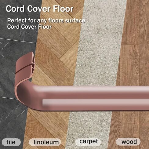 Cord Cover Floor,6ft Floor Cord Cover, Self-Adhesive Silicone Floor Cable Cover, Floor Cord Protector for Home, Office Or Other Outdoor Environment, Prevent Cable Trips & Protect Wires（Black） in Kuwait