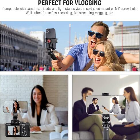 NEEWER Metal Phone Tripod Mount Adapter with Cold Shoe Base, 360° Phone Holder with 2 Cold Shoe Mount for Video Light and Mic for Vlogging, Universal Compatible with iPhone Samsung Huawei, PA001 in Kuwait