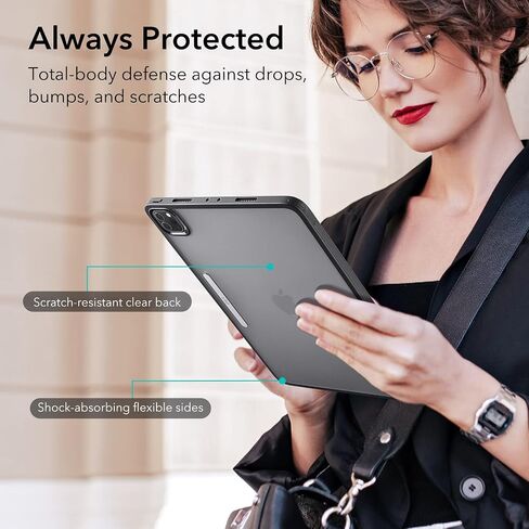 ESR for iPad Pro 11 Inch Case (2022/2021), Detachable Magnetic Cover, Smart Trifold Stand with Hard Shell Back, Pencil 2 Wireless Charging, Slim and Light, Ascend Series, Frosted Grey in Saudi Arabia