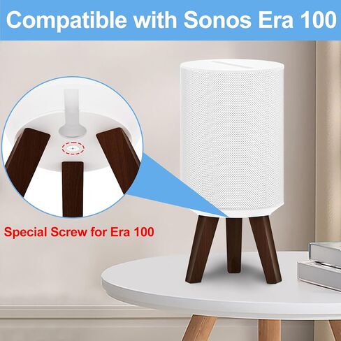 Wooden Tripod Desk Stand for Sonos Era 100 Desktop Spesker Stand Holder -Table Stand for Sonos Era 100 Desktop Stand for Better Sound, Black in Saudi Arabia