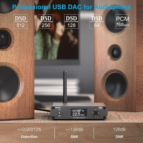 جهاز استقبال Lavaudio HiFi Bluetooth 5.0 للستيريو المنزلي LDAC محول بلوتوث aptX HD، DAC لعشاق الصوت USB/البصرية/المدخلات المحورية ومخرج RCA لجهاز استقبال/مكبر الصوت AV، جهاز التحكم عن بعد-DS600+ in Kuwait