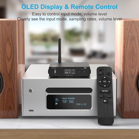 جهاز استقبال Lavaudio HiFi Bluetooth 5.0 للستيريو المنزلي LDAC محول بلوتوث aptX HD، DAC لعشاق الصوت USB/البصرية/المدخلات المحورية ومخرج RCA لجهاز استقبال/مكبر الصوت AV، جهاز التحكم عن بعد-DS600+ in Kuwait