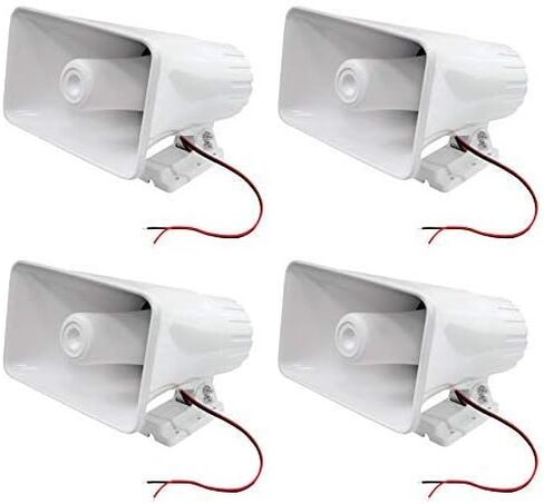 Pyle 8'' Indoor and Outdoor 65 Watts Heavy Duty Portable PA Horn Speaker, 8 Ohms Impedance, with Adjustable Bracket, White (4 Pack) in Saudi Arabia
