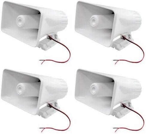 Pyle 8'' Indoor and Outdoor 65 Watts Heavy Duty Portable PA Horn Speaker, 8 Ohms Impedance, with Adjustable Bracket, White (4 Pack) in Saudi Arabia