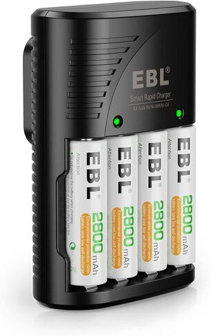 بطاريات EBL AAA القابلة لإعادة الشحن 1100 مللي أمبير في الساعة 4 عبوات وشاحن بطاريات ذكي مع قابس حائط تيار متردد لبطاريات AA AAA 9V Ni-MH Ni-CD القابلة لإعادة الشحن in Kuwait