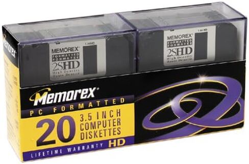 Memorex 32103672 3.5" Floppy Disk (MF2HD IBM Formatted, Black, 20-Pack) in Saudi Arabia
