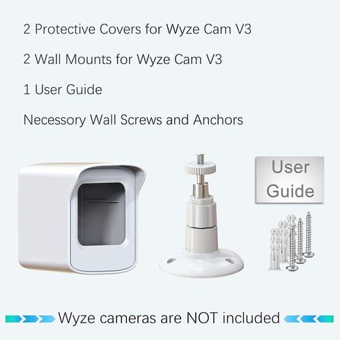حامل PEF لكاميرا Wyze Cam V3 الجديدة كليًا فقط، غطاء واقٍ مقاوم للطقس وغطاء صلب مثبت على الحائط قابل للتعديل 360 درجة لنظام كاميرا المنزل الذكي الداخلي Wyze V3 (أبيض، عبوة واحدة) in Kuwait