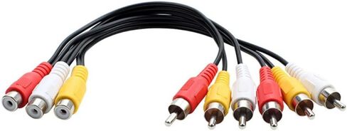 suckoo 3RCA AV Audio Video Splitter Cable 1 in 2 Out DVD Player Game Console External TV Projector Monitor Adapter Converter 6 Male 3 Female 30cm in Kuwait