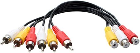 suckoo 3RCA AV Audio Video Splitter Cable 1 in 2 Out DVD Player Game Console External TV Projector Monitor Adapter Converter 6 Male 3 Female 30cm in Kuwait