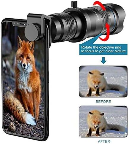 عدسة مقربة عالية الطاقة 28x HD للهاتف مع غالق عن بعد من ابيكسيل تعمل مع ايفون اكس/اكس ار وسامسونج بكسل واندرويد وأي هاتف ذكي in Kuwait