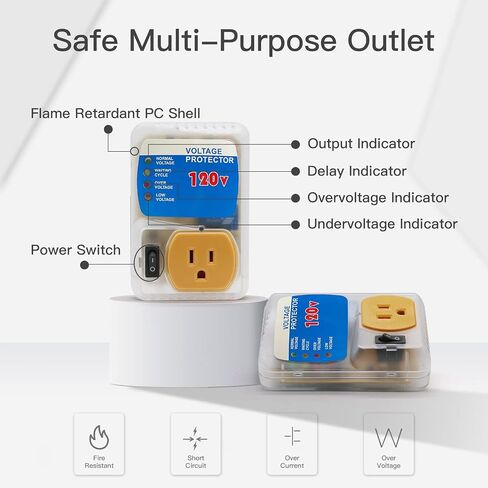 [ETL Listed] BSEED Electronic Surge Protector for Home Appliance, Voltage Protector Suit for Refrigerators and Freezers, Voltage Brownout Outlet 120V 15A 1800Watts in Kuwait